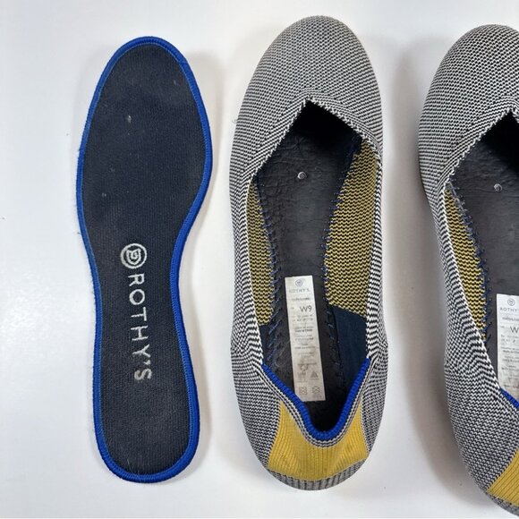 Rothy's Womens 9 Shale Ribbon Stripe Round Toe Flats - Picture 12 of 14